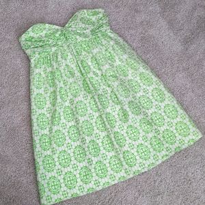 Gorgeous Silk Shoshanna Green/White Strapless Dress, Size 10